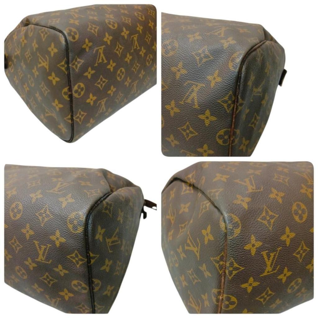 Louis Vuitton Monogram Speedy 30 Handbag Mini Boston Bag Brown from Japan