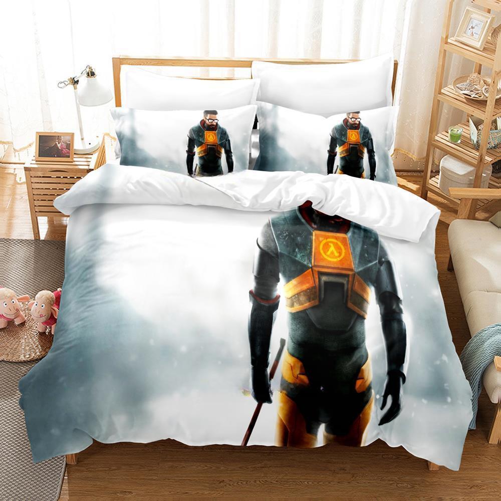 Новый Игровой Комплект Постельного Белья Half Life Односпальный Двуспальный Полный Евро Кинг Сайз Комплект Постельного Белья для Взрослых Детей Спальни Комплекты с Пододеяльником Набор Постельного Белья Аниме