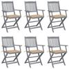 Day and Night - Day and Night Folding Garden Chairs 6 Units Cushions Solid Acacia Wood