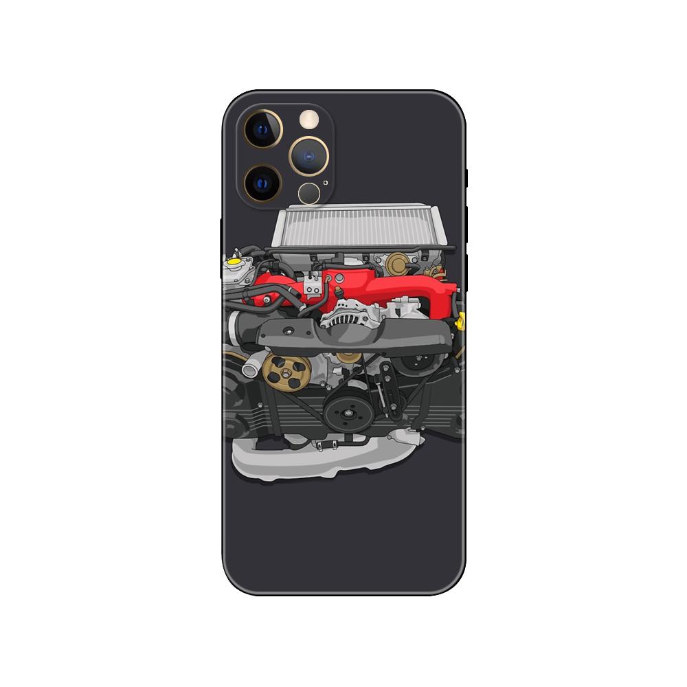 Чехол для телефона с двигателем автомобиля для iphone 5 5S 2020se 6 6s 7 8 plus x 10 XR XS 11 12 13 mini pro MAX, черная задняя крышка из ТПУ