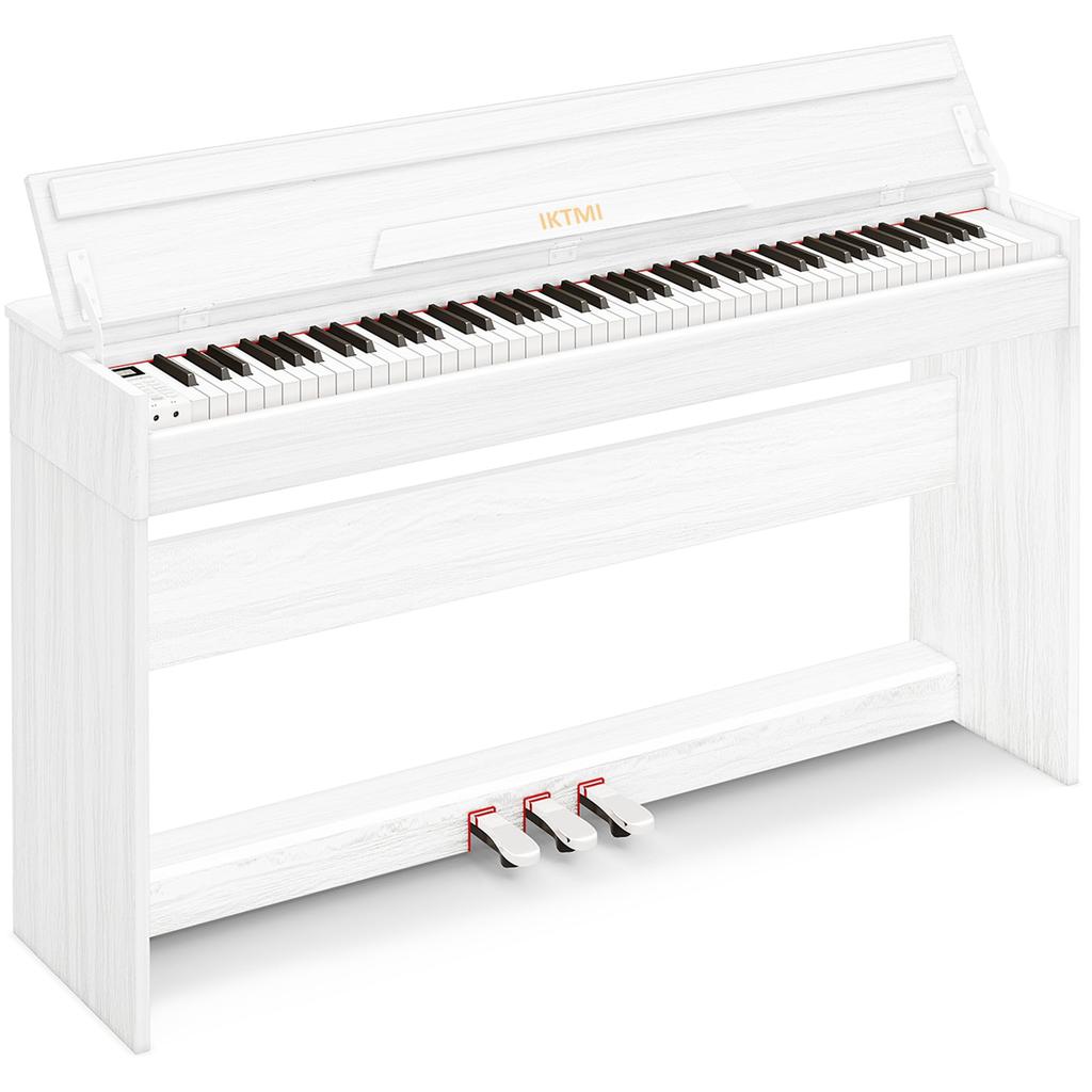 IKTMI Wooden Digital Piano 88 Keys Piano 88 Keys Upright Piano Electronic Piano Body Integrated Stand Digital Piano with Pedal Function Box MIDI