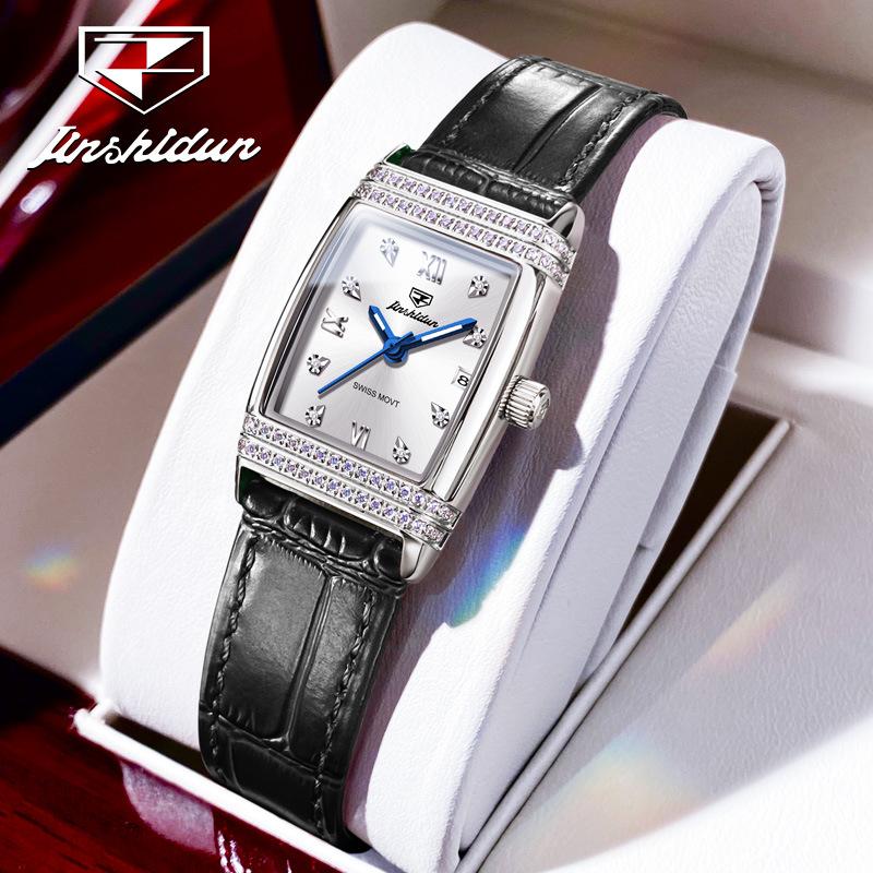 JIN SHI DUN Brand Watch Light Luxury Waterproof Luminous Quartz Watch Simple Diamond Set Women's Watch