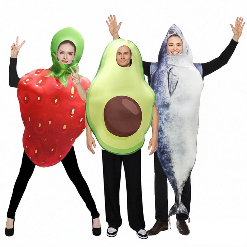Couple Zawaland Avocado Cosplay Costume Strawberry Fruit-themed Party Jumpsuit For Adults Carnival Vibrant Cute Holiday Attire