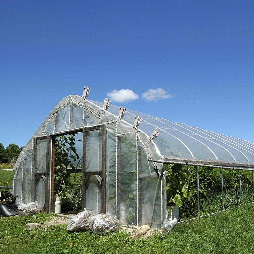 20 шт. Садовые зажимы, 2,3 дюйма Зажимы для теплиц, Зажим для теплиц из нержавеющей стали для сетки, Сверхпрочные зажимы для укрывного материала с сильным захватом