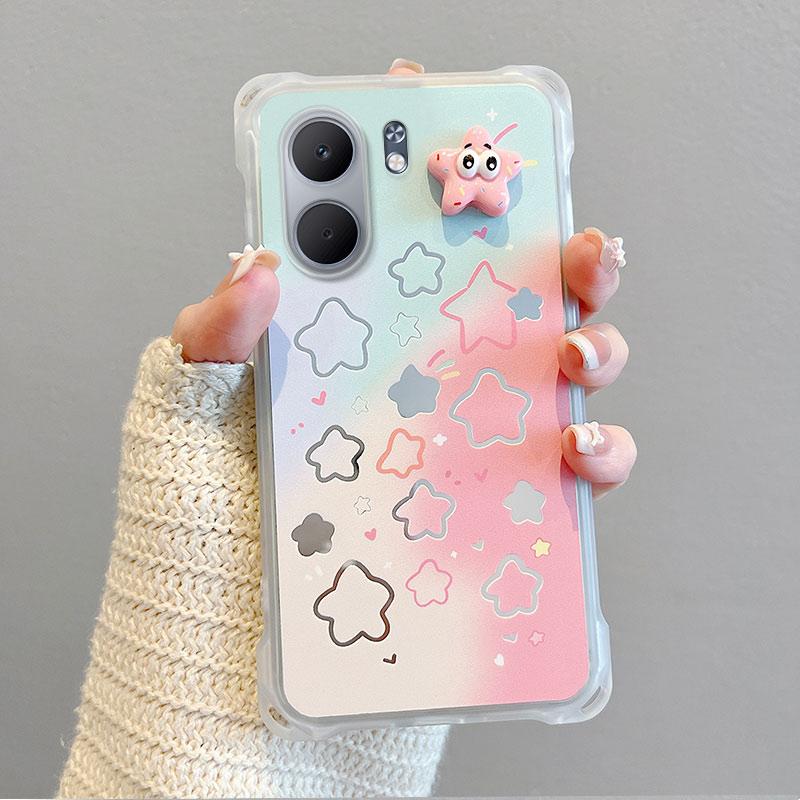 KEYSION Crossbody Strap Phone Case for OPPO A5X 5G Cute Cartoon Long Lanyard Mirror Shockproof Cover for OPPO A5X