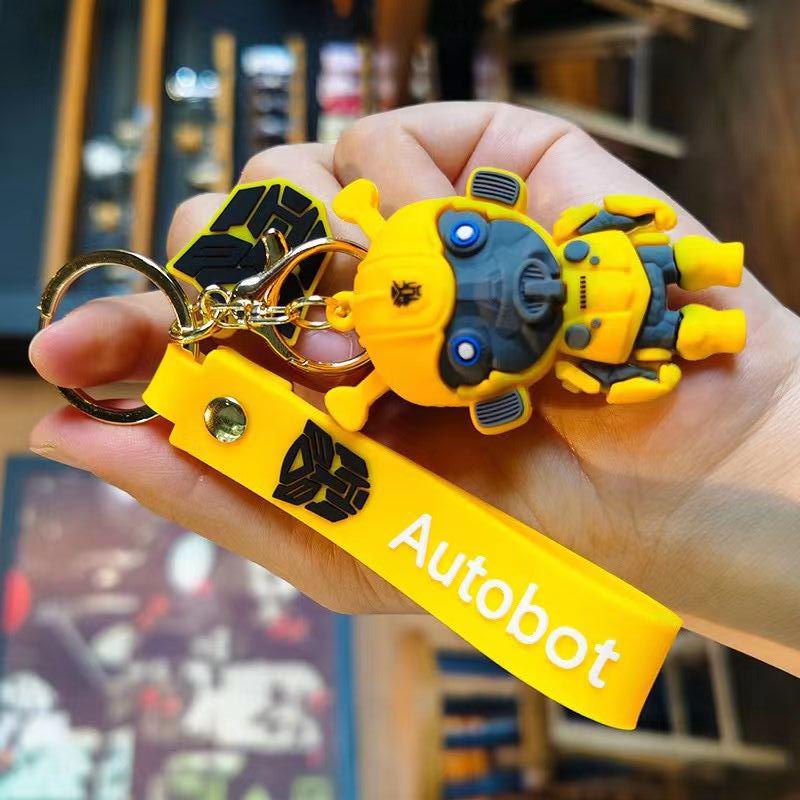 Anime Transform Keychain Optimus Prime Bumblebee Figure Keyring Pendants Car Key Accessories Doll Ornaments Toy Gift for Kids