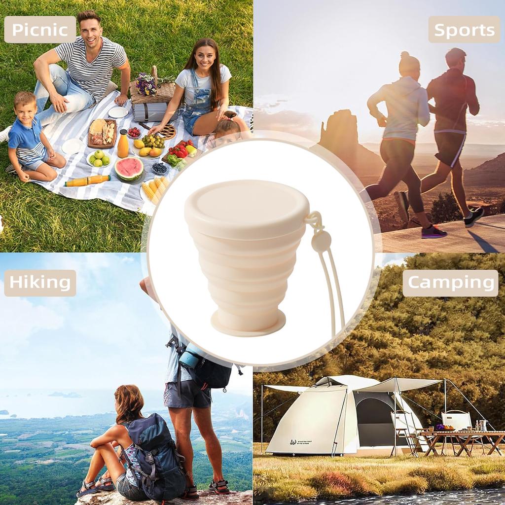 Складная силиконовая кружка для воды Leeseph с крышкой, складная дорожная кофейная кружка, многоразовые переносные кружки для кемпинга и путешествий