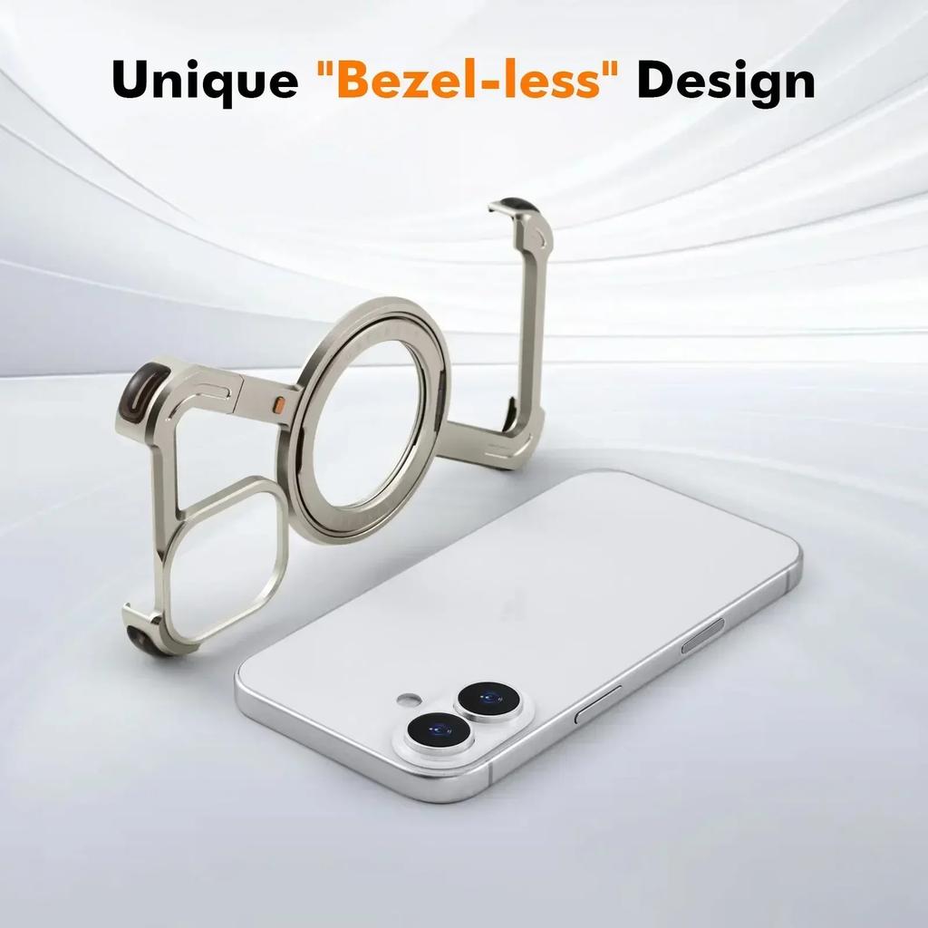 Oatsbasf Z Shape Phone Case for 16 15 14 Pro Max with Stand 360°Rotatable Magsafe Minimalist Frameless Protective Cover