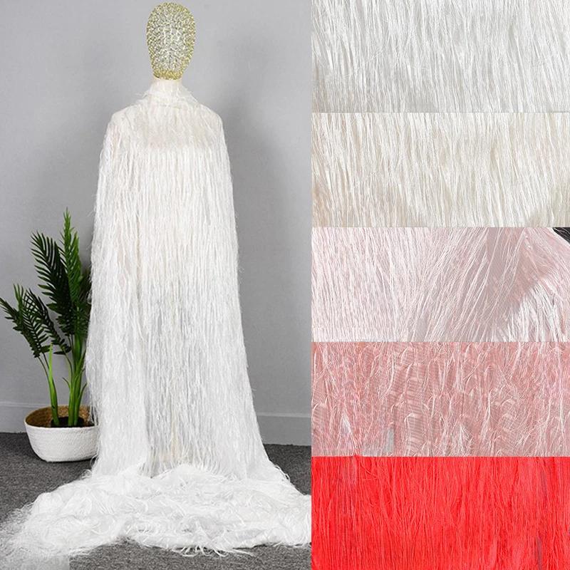 100x150cm Long Tassel Perspective Chiffon Fabric Skirt Dress Designer Wholesale Cloth Diy Apparel Sewing Fabric Material