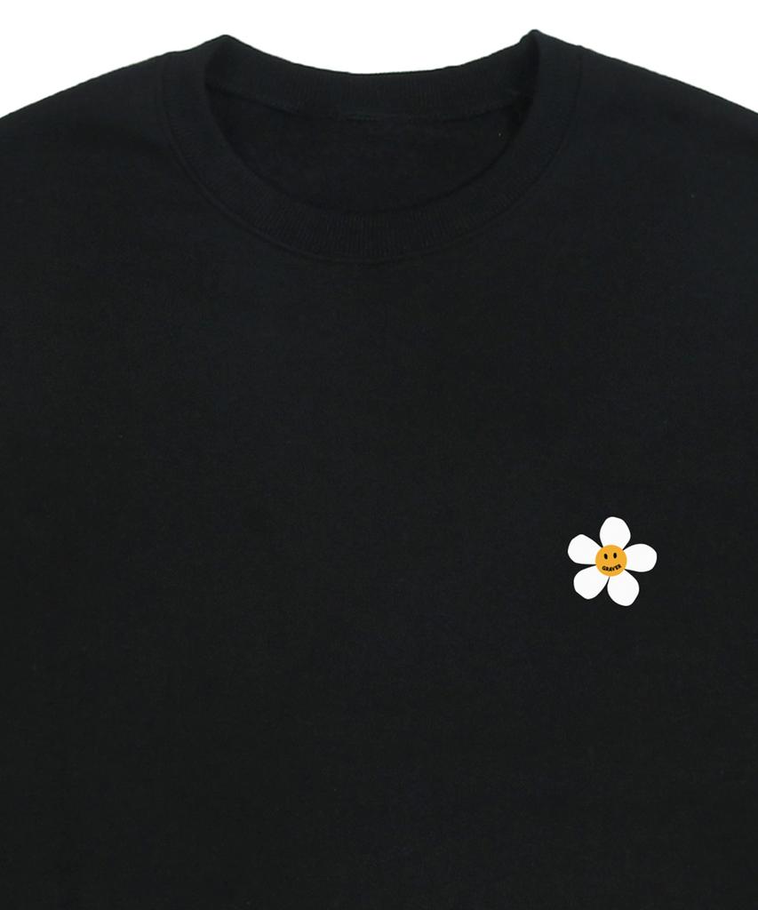 GRAVER [Unisex] Flower Dot Logo Smile Sweatshirt_Black