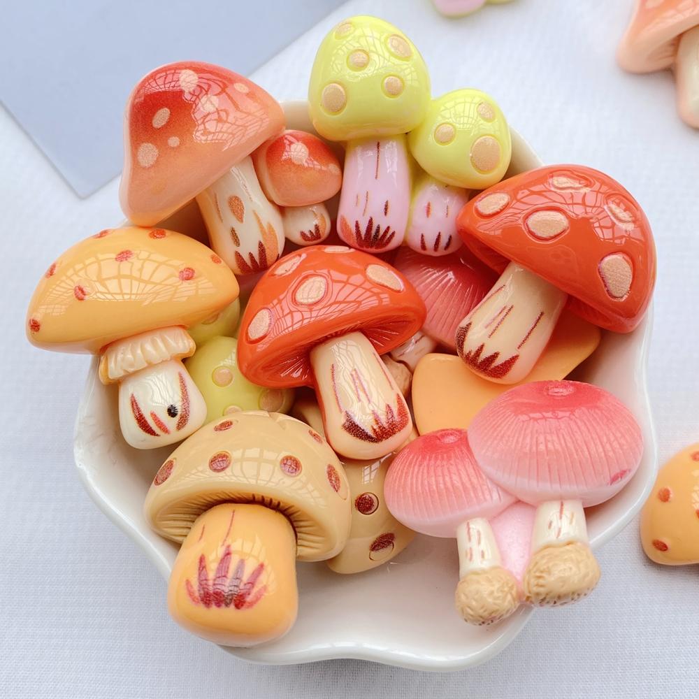 10 шт. Новые смоляные мультяшные грибы, серия, плоские кабошоны, скрапбукинг, сделай сам, аксессуары для украшения ювелирных изделий