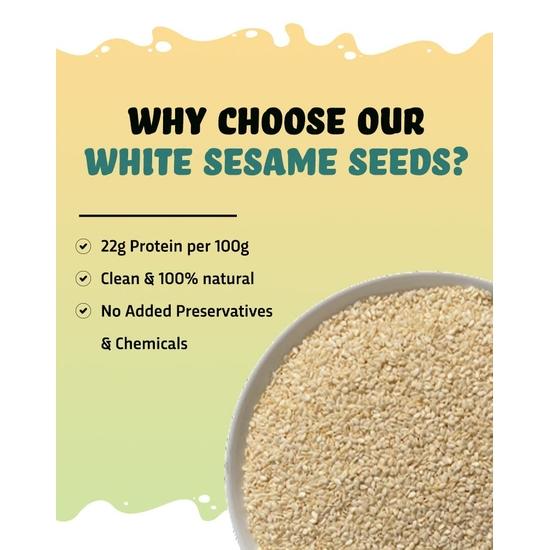 True Elements Сырые белые семена кунжута 400 г - 100% чистый и натуральный белый кунжут | Семена кунжута из Сафеда для еды | Индийские специи на каждый день