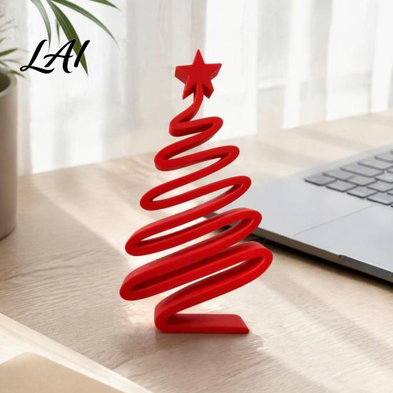Seasonal Home Embellishments 3D Printed Minimalist Christmas Tree Desktop Ornament Modern Holiday Table Office Desk Ornaments Sign for Living
