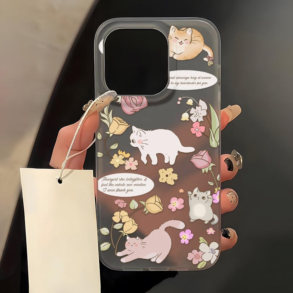 Чехлы для мобильных телефонов iPhone 11 13 15 Pro Max 12 14 Pro Max Чехол для iPhone 16 15 Plus 13 Pro 12 Матовая текстура с рисунком в виде мультяшных цветов