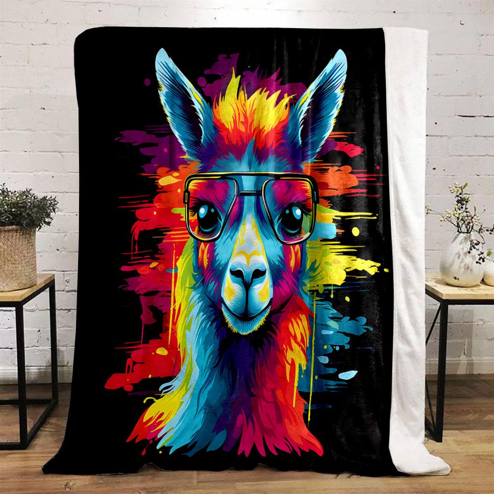 Colorful Llama with Sunglasses print blanket soft and cozy perfect for the living room bed sofa or a nap,gift