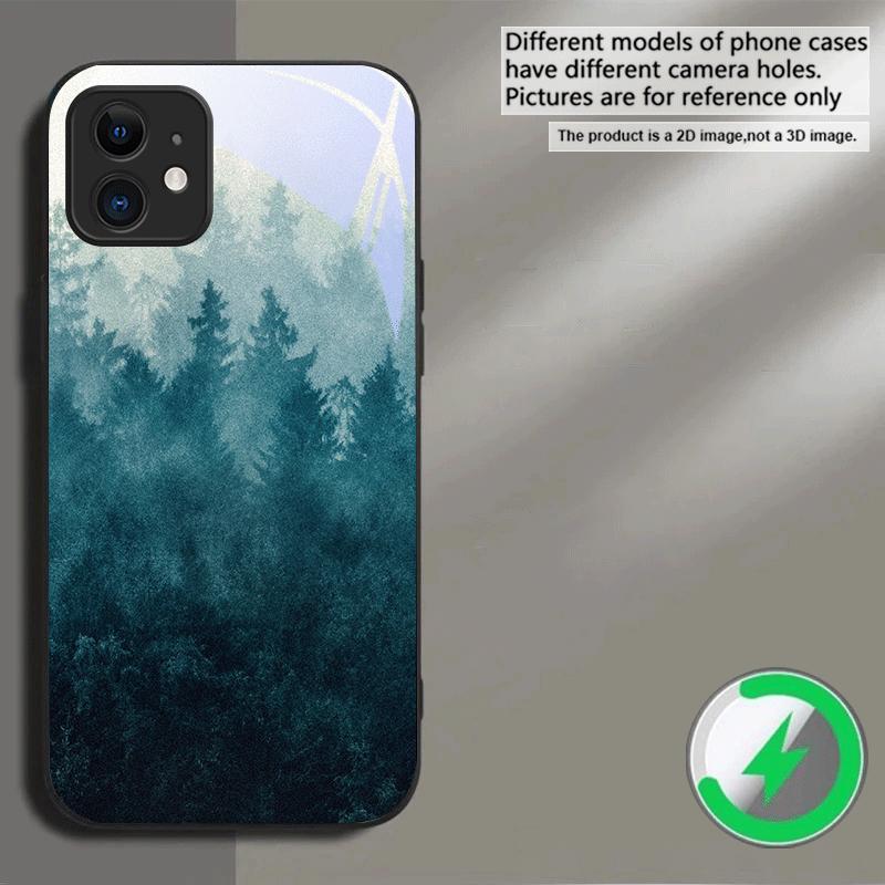 Чернильная пейзажная живопись Подходит для iPhone 16E 17 Pro Max 15 Pro 14 13 Plus 12 mini 11 16 Air 17Pro Магнитный Стеклянный Чехол для Телефона