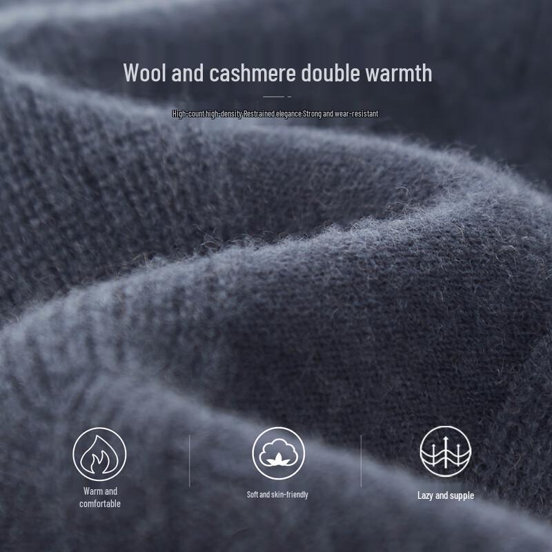 Shanshan Men's Heavyweight Jacquard Cashmere Wool Pullover Sweater