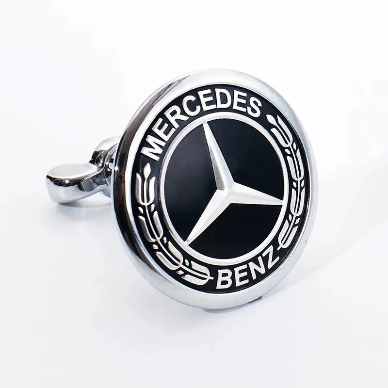 KSCO4 45mm Car Front Emblem Badge Modified Bonnet Chrome Hood Cover for Mercedes Benz AMG W203 W204 C E S Class W210 W211 W220