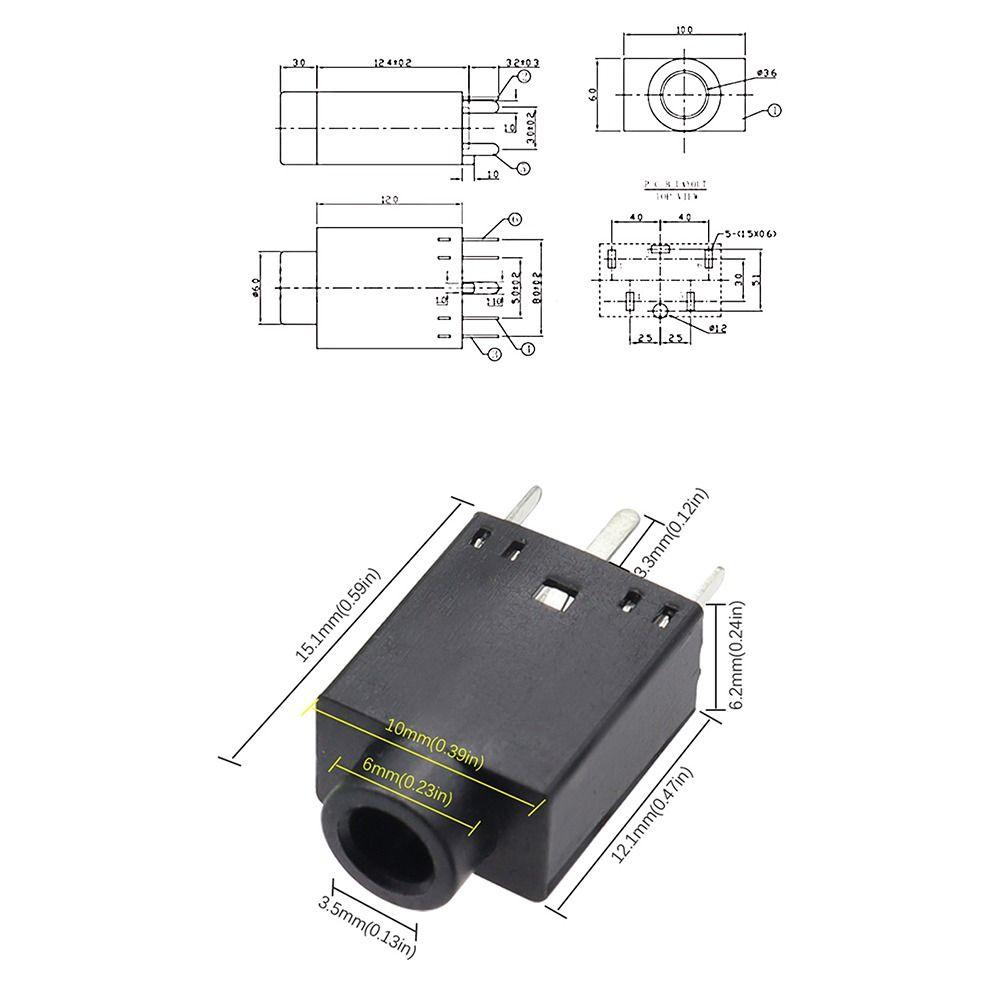 10Pcs 3.5mm Headphone Jack Socket Double Channel Straight Plug Audio Jack Socket Vertical Mount Stereo Socket