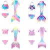 Girl's 3 Pcs Swimsuit Mermaid Tails for Swimming Princess Mermaid Costume Bikini Set for 3-12Y Summer 2024