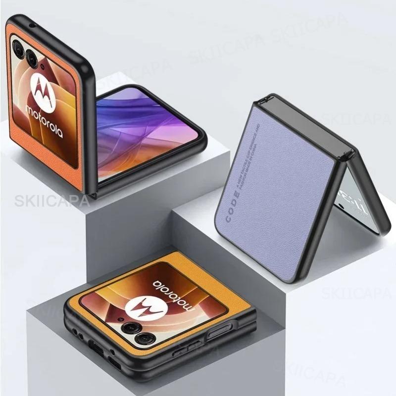 Чехол из гладкой кожи для телефона Motorola Razr Ultra 2025 Razr + 2024 Razr 60 50 Ultra Матовый Противоударный Мягкий Рамка Бампер