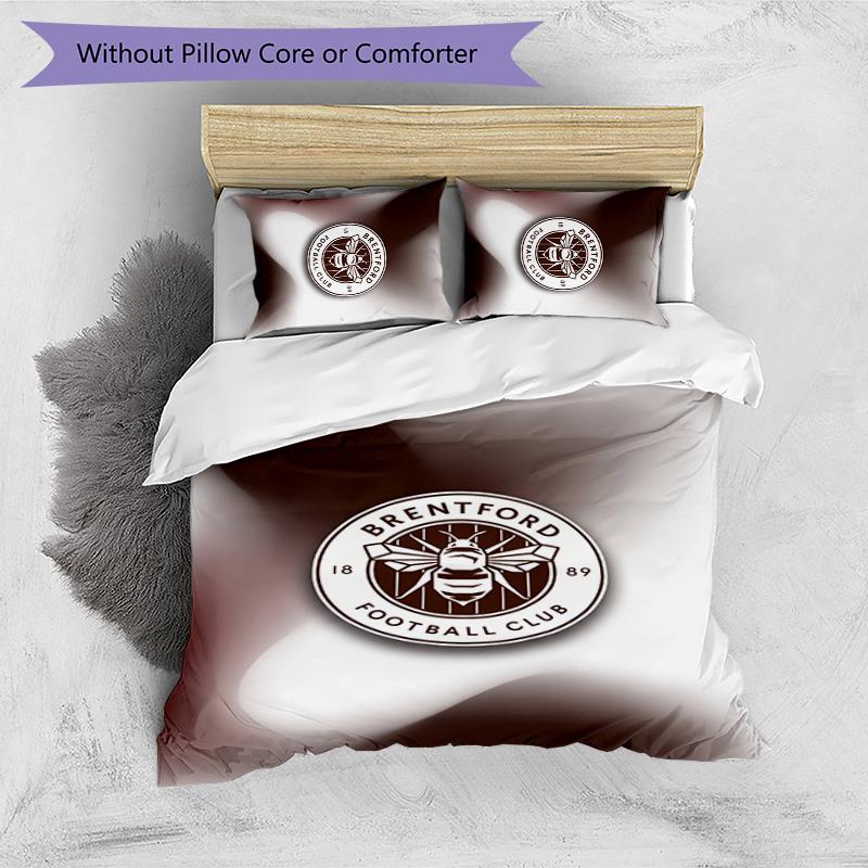 Brentford Football Printed 3 Pieces Bedding Set, Comfortable Skin Friendly Bedroom Duvet Cover Set
