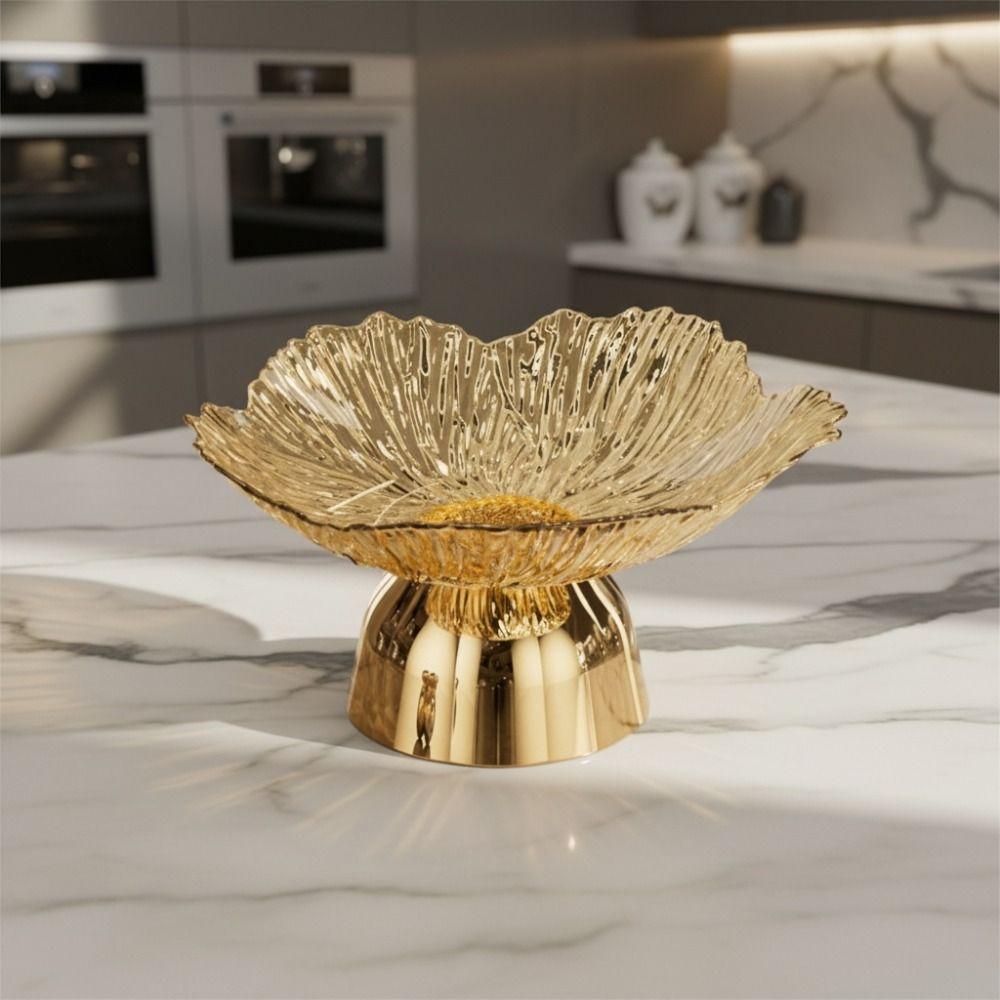 Decorative Flower High-foot Fruit Plate Large Capacity Fruit Basin Snack Display Tray Living Room