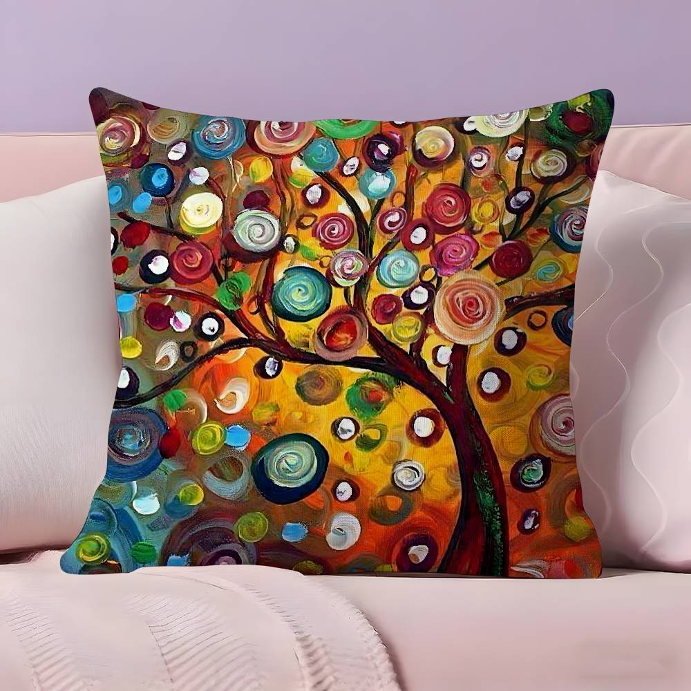 Colored Tree Pillow Case Ultra Soft Skin Friendly Fabric Cloud Like Comfort & Concealed Zipper