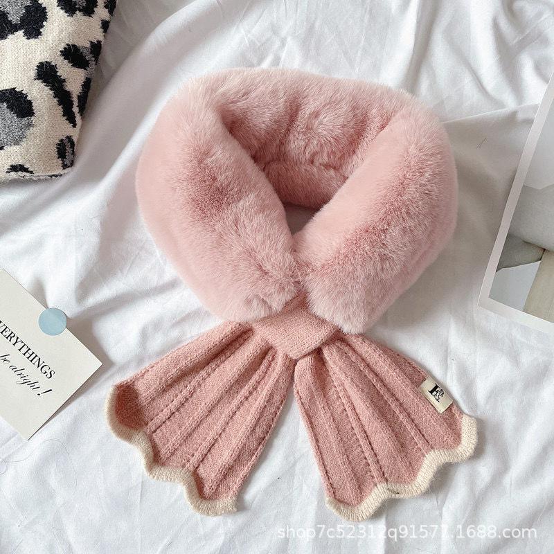 Корейский стиль Пушистый гейтор для шеи Женский Осенне-зимний Утепленный Хвост рыбки Перекрестный Меховой воротник Искусственный мех кролика рекс Теплый Вязаный Плюшевый Чехол для шеи