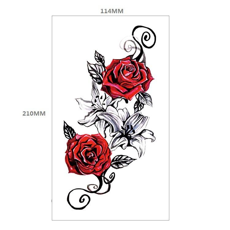 Красная роза цветок рука половина руки татуировка наклейка сова песочные часы геометрия набор для переноса воды наклейка