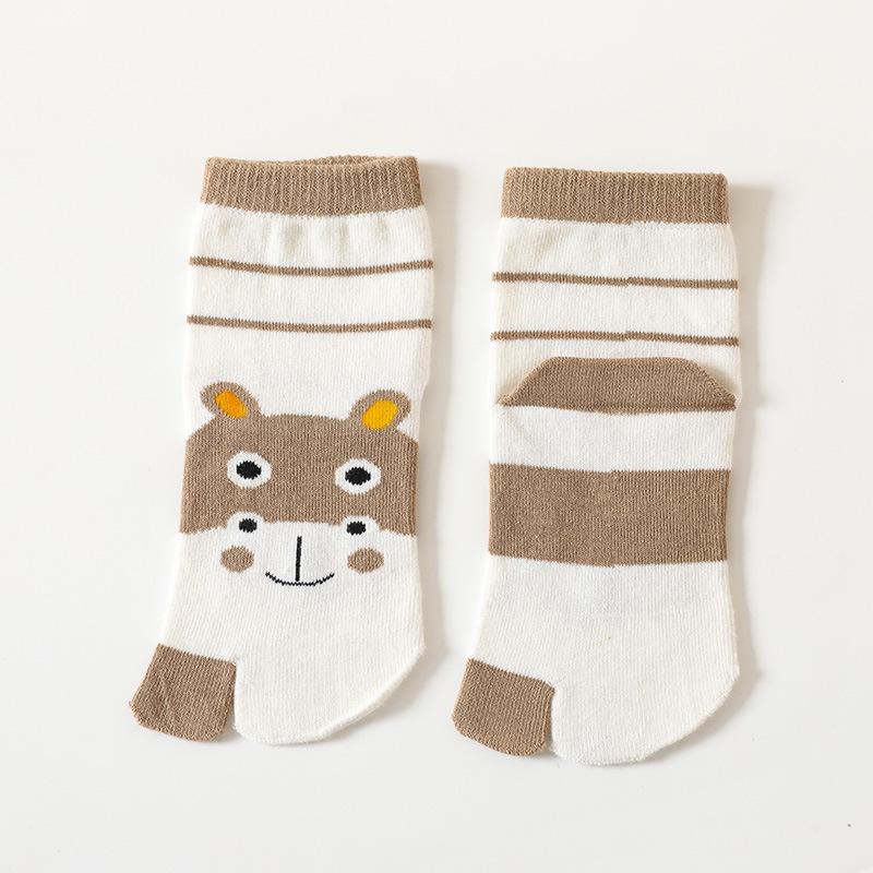 5 пар носков таби с двумя пальцами для детей нового стиля для детей, мальчиков, девочек, студентов, с мультяшными животными, из чистого хлопка, мягкие, с раздельным большим пальцем