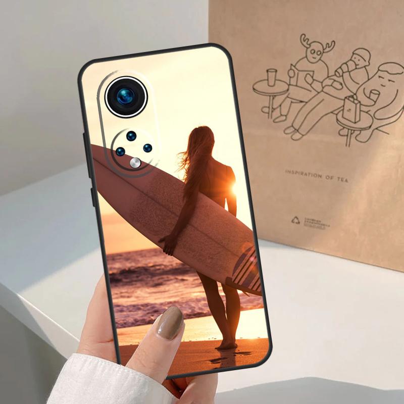 ГАВАЙСКИЙ ПЛЯЖ ДЕВУШКА-СЕРФЕРКА СЕРФИНГ ИСКУССТВО Для Honor Magic 8 5 6 7 Pro Чехол Для Honor 400 200 Lite 50 70 90 X8c X8b X9a X9b X9c X9d Win