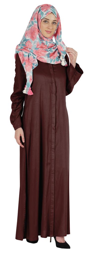 Bimba Islamic Clothes For Women Long Dress With Printed Hijab Scarf Rayon Abaya Maxi Front Button Muslim