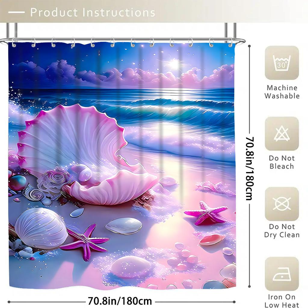 1/4 шт. Роскошный пляжный комплект водонепроницаемых занавесок для душа, декоративный набор для ванной комнаты, нескользящий коврик для унитаза, коврик для ванной и 12 крючков