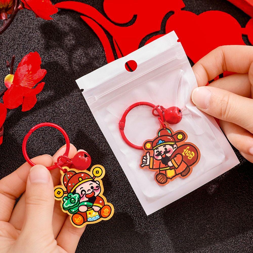Cute The God of Wealth Keychain Lucky Chinese Style Keyring The God of Fortune Pendant Bag Hanging