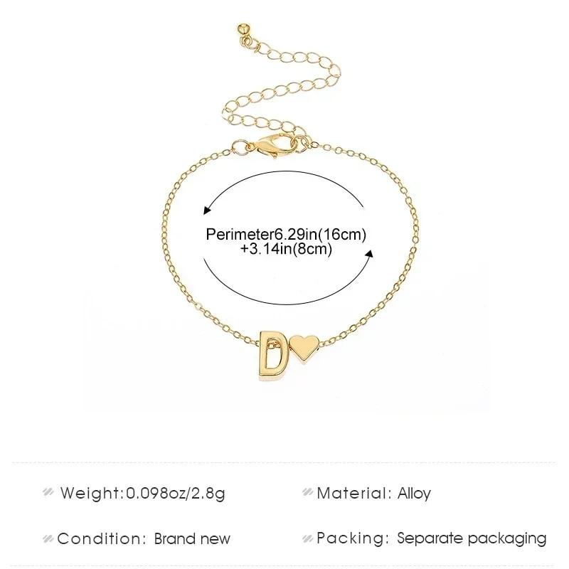 26 браслетов с английскими буквами для влюбленных, женщин и мужчин, браслеты в форме сердца из сплава «сделай сам», ювелирные изделия, юбилей