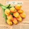 PU Tulip Simulation Flower - Decorative Plastic Bouquet for Living Room, Dining Table Ornaments, and Photo Props.