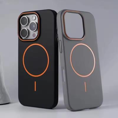 Ультратонкий простой чехол Magsafe для iPhone 17 16 Pro Max 15 Pro 14 13 12 Матовый чехол с цветными вставками на объективе, с поддержкой беспроводной зарядки, из твердого ПК