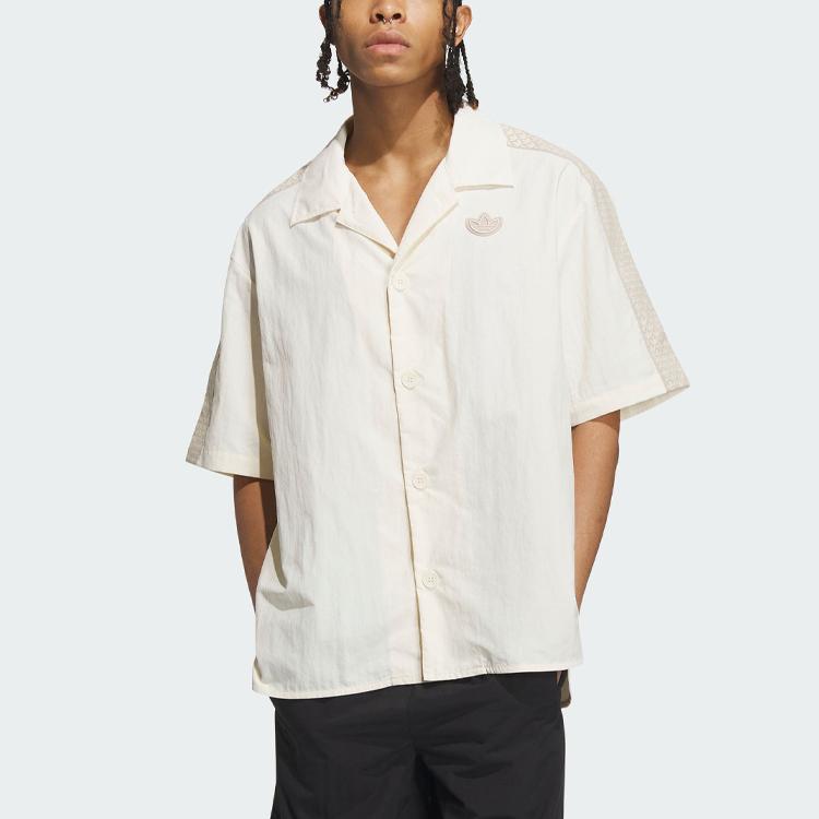 Adidas Оригинальные монограммные принты с цветными блоками, повседневная спортивная рубашка с короткими рукавами, топы унисекс, белые IN1032