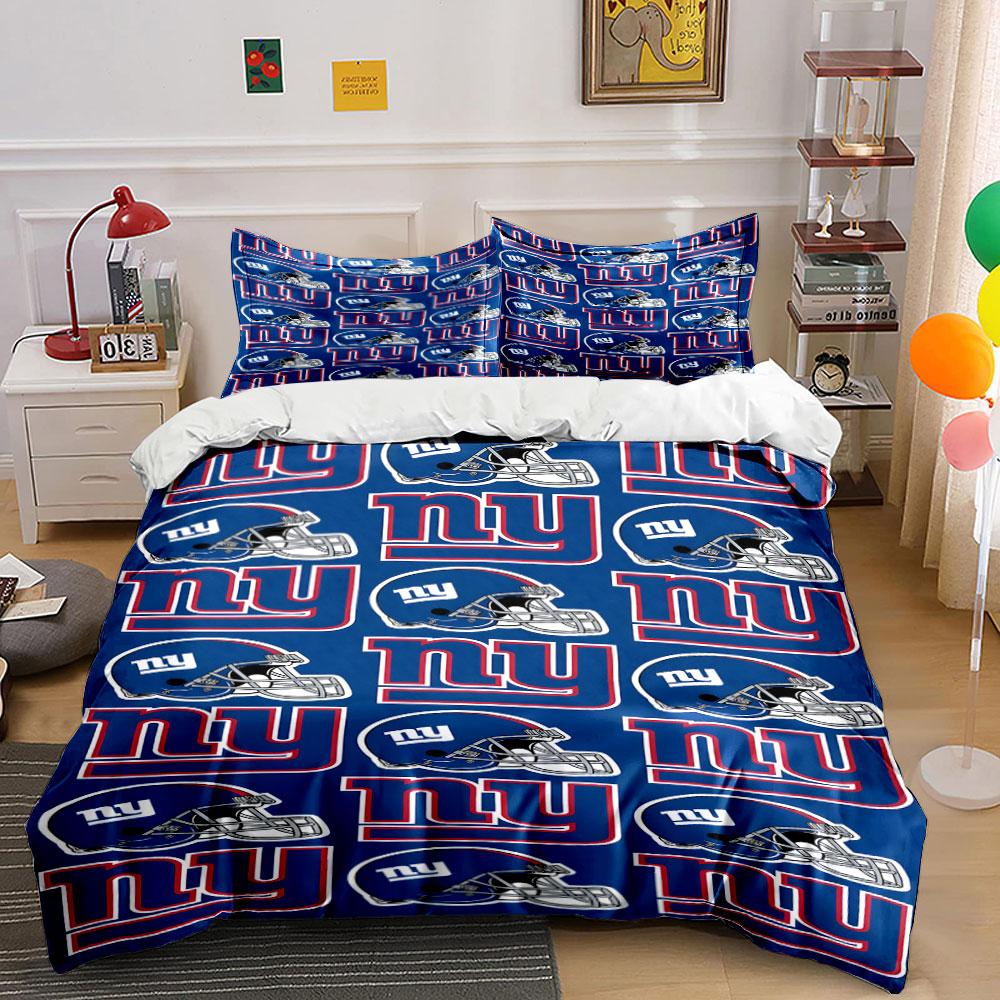 "Blue Football Helmets and NY Pattern" Print Bedding Set Duvet Cover Pillowcases (1* Duvet Cover 2* Pillowcases Do Not Include Comforter)