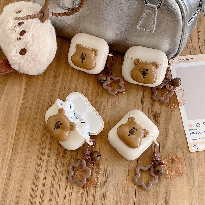 Полый пентаграммный колокольчик Подвеска Чехол для наушников Для Apple Airpods Pro Медведь Airpods 3 /4 Силикон