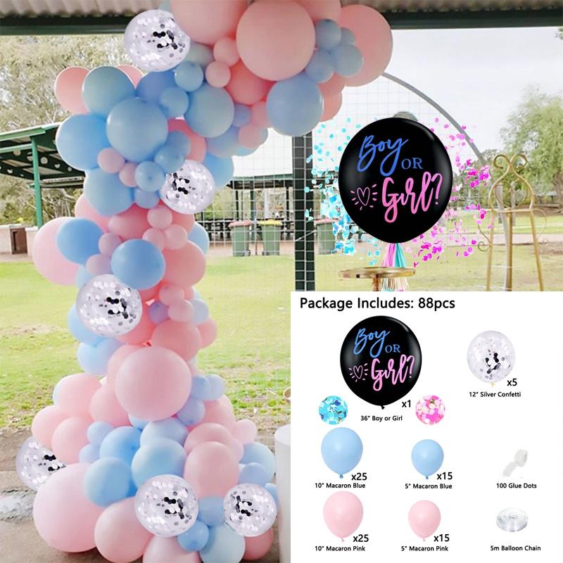 Baby Shower Decorations Macaron White Pink Blue Gold Balloon Arch Kit Wedding Birthday Boy Or Girl Gender Reveal Party