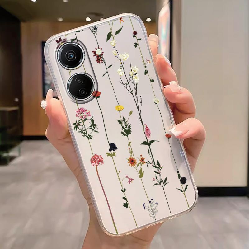 Прозрачный чехол для телефона Poco C65 Redmi Note 15 Pro+ Plus 14C Чехол Мультяшные Цветы Мягкий ТПУ Ударопрочный Funda Сумки Сердце Прозрачный