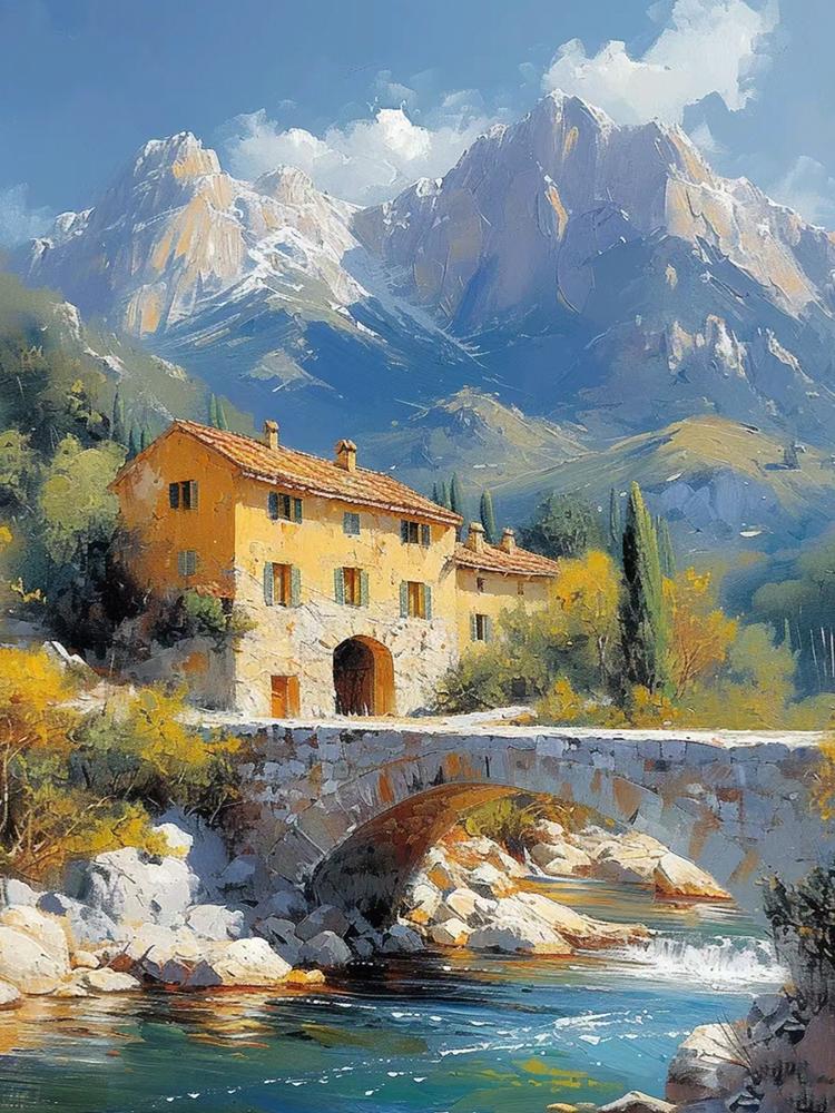 Сельский небольшой мостик цветочный пейзаж 5D Diy Алмазная картина крест вышивка алмазная мозаика вышивка домашний декор