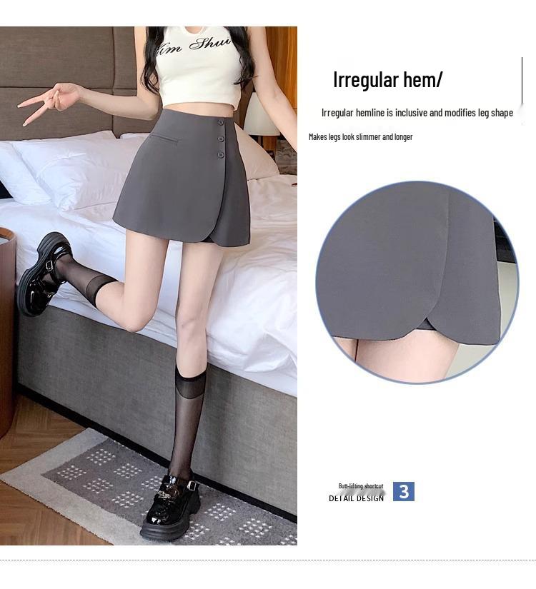 Женские летние шорты-юбка А-силуэта с разрезом и высокой талией, защищающие от просвечивания