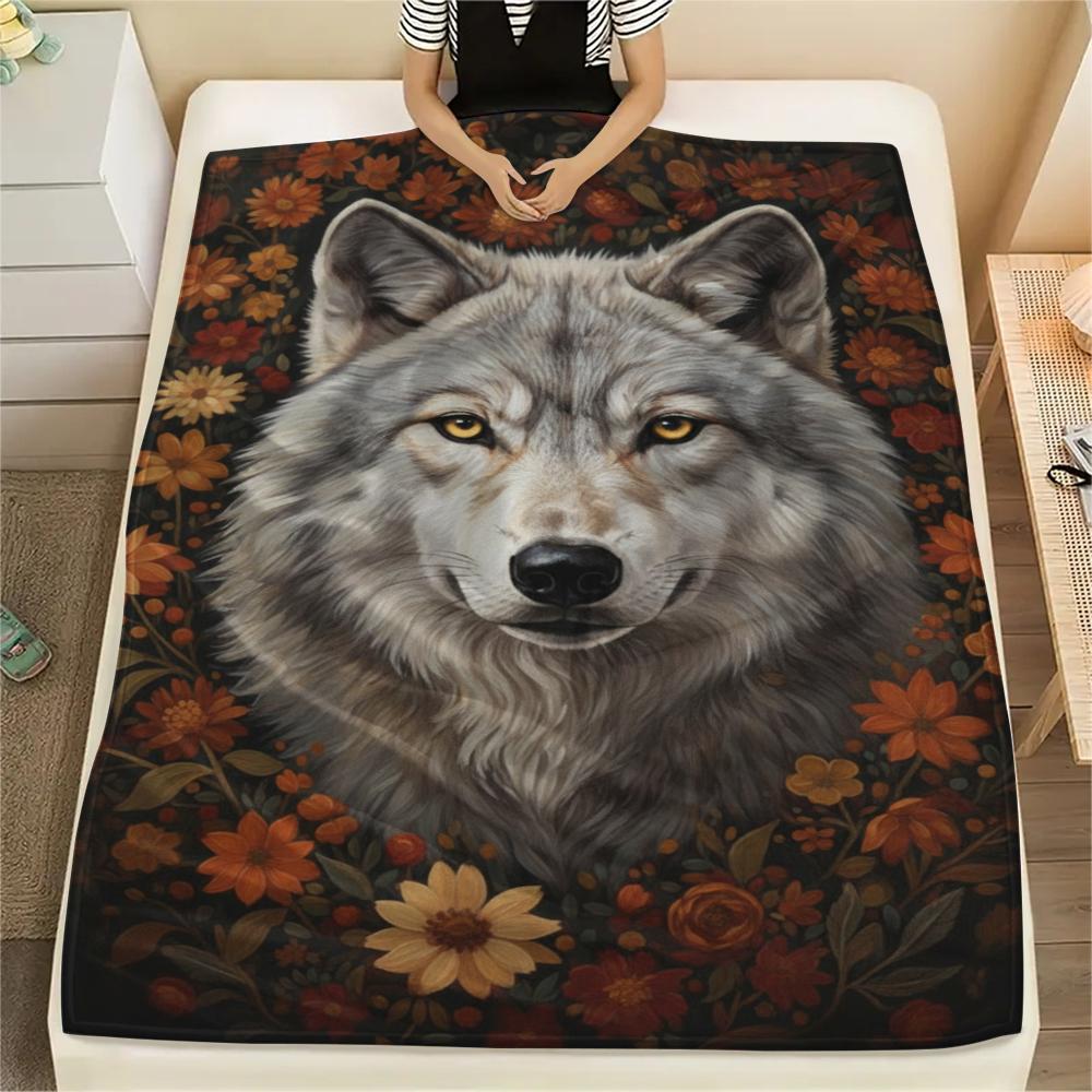 1Pc Classical Beasts Print Flannel Blanket, High quality Comfortable for All Seasons, Home Decor, Warmth and Comfort, Perfect for Christmas Gifts 21
