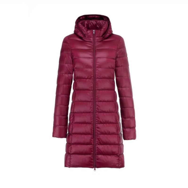 Winter middle-aged and elderly medium and long mother large size light down jacket removable cap plus fat plus size winter coat