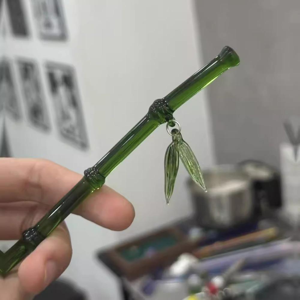 Green Chopstick Hairpin Bamboo Leaf Barrette Simple Hair Stick for Women