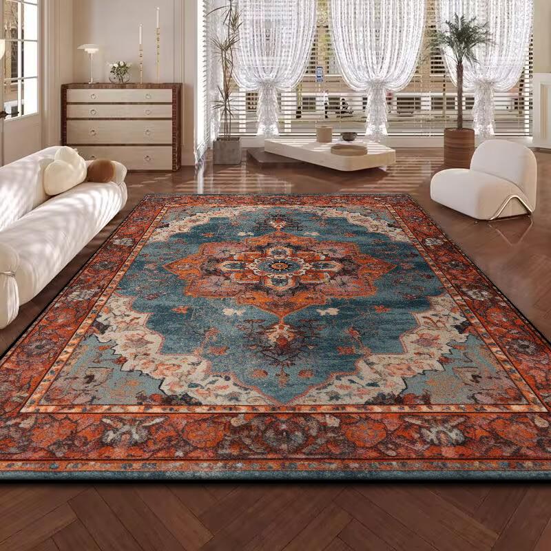 Retro Persian American Carpet Large Area Living Room Decoration Home Ethnic Style Bedroom Rug Cloakroom Lounge Soft Mat Washable