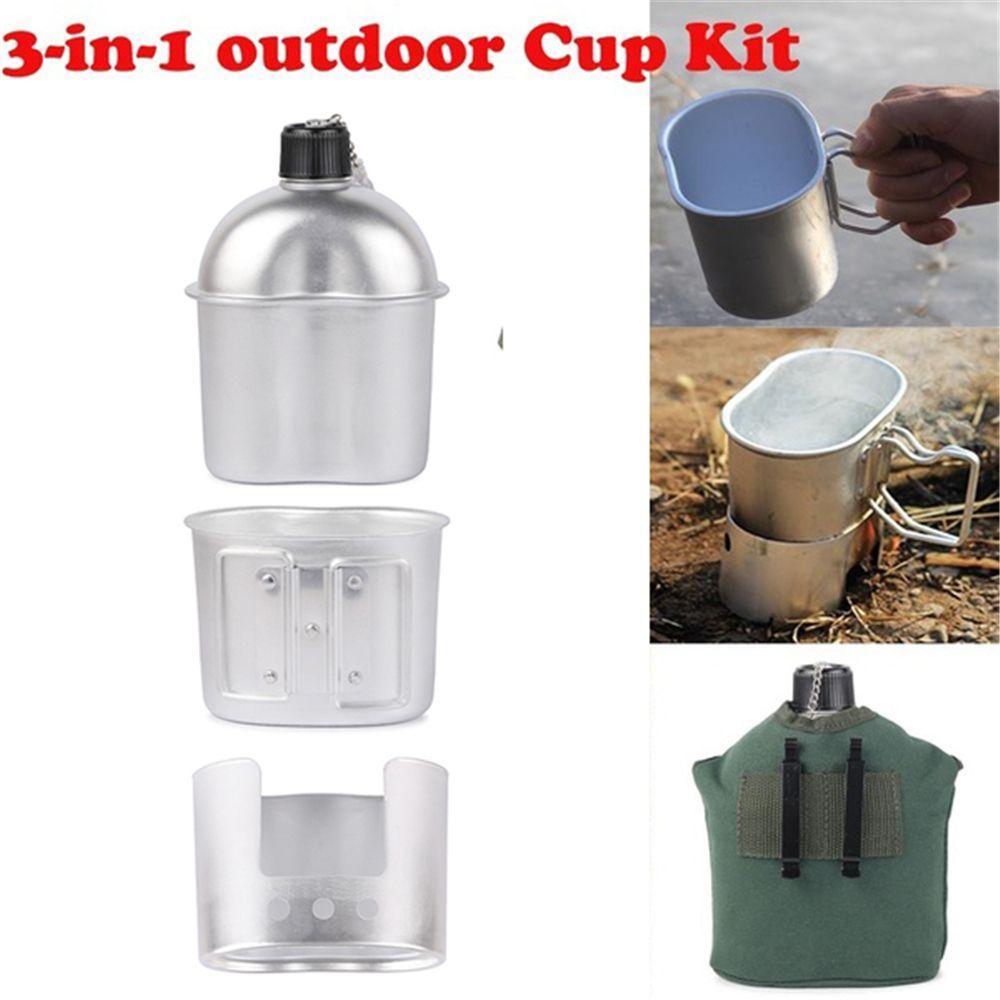Zinc Zinc Alloy Hiking Backpacking Camping with Cover Bag Cookware Set Wood Stove Cup Kit Canteen Cup